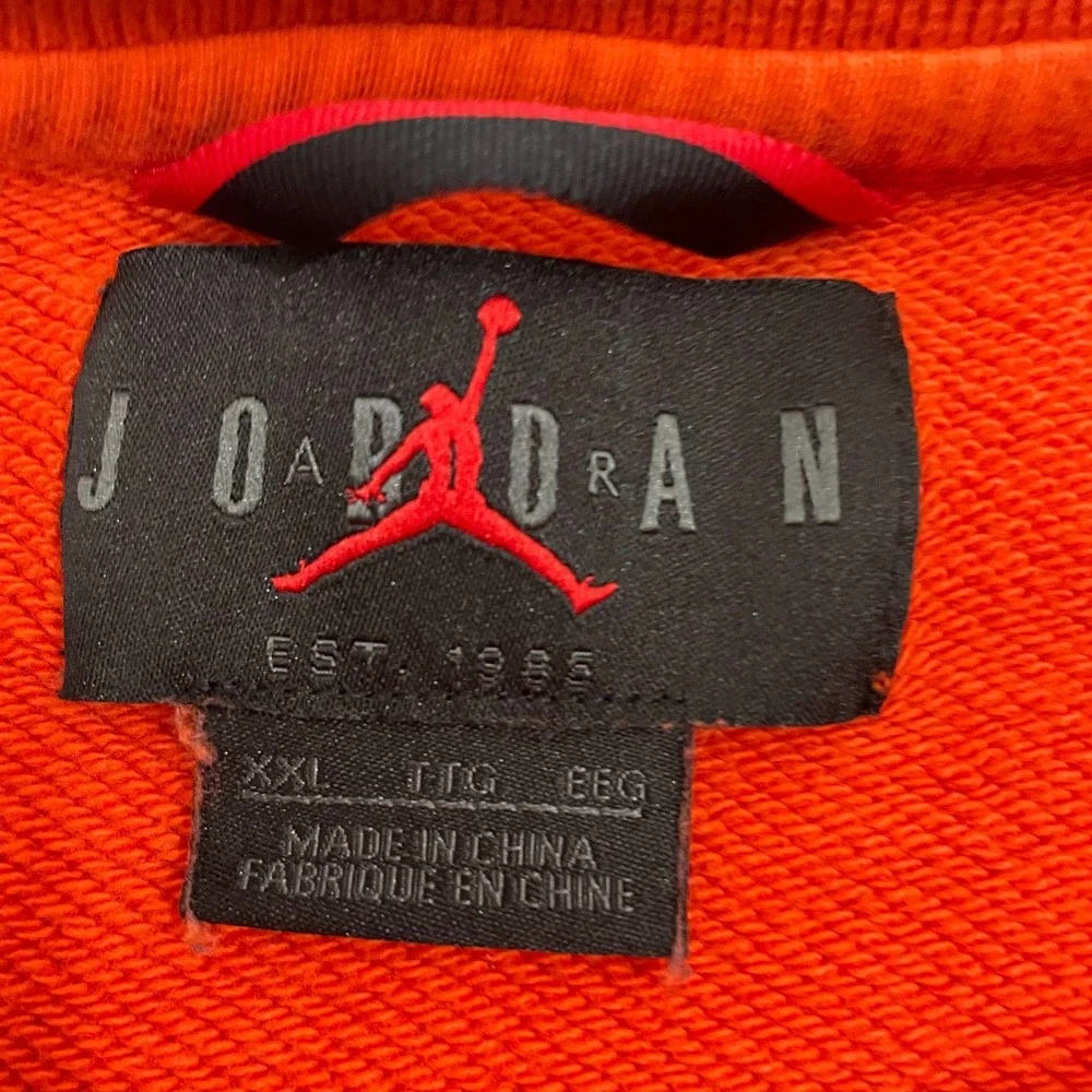 Nike Air Jordan Wings‎ Classic Crew Sweatshirt Men XXL Orange Jumpman Pullover